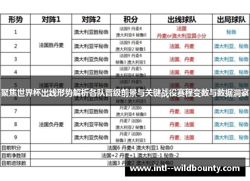 聚焦世界杯出线形势解析各队晋级前景与关键战役赛程变数与数据洞察